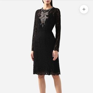 Dolce & Gabbana Crystal Embellished Corded Lace and Tulle Midi Dress